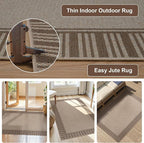 OJIA Easy Jute Entryway Rug 3x5 Washable Rugs for Kitchen, Farmhouse Outdoor Patio Rug Living Room Carpet, Modern Non-Slip Front Door Mat Indoor Entrance Entry Rug for Porch Office Decor