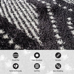Rugshop Geometric Shag Runner Rug Anthracite Dark Gray and White 2' 3" x 12' Great for Long Hallways, Open Entryways, or Galley Kitchens