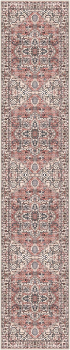 KOZYFLY Long Runners for Hallways 2x10 Ft Washable Kitchen Runner Rug Boho Style Entryway Rug Indoor Printed Faux Wool Stair Runner Carpet for Stairs Bedroom Kitchen Hall, Terracotta/Beige