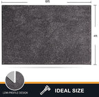 PURRUGS Easy Care Area Rug 4ft x 6ft, Non-Slip Machine Washable Entryway Rug, Dog Door Mat, Stain Resistant Accent Rug for Hallway, Living Room, Bedroom and Mudroom, Light Grey-Dark Grey