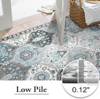 Lahome Moroccan Washable Area Rug 6x9, Ultra-Thin Large Living Room Rugs for Bedroom, Oriental Trellis Distressed Non Shedding Throw Carpet for Dining Room Office, Blue