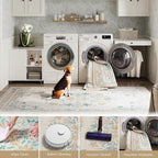 jinchan Hallway Runner Rug 2x10 Vintage Floral Distressed Design - Machine Washable Non-Slip Low-Pile Soft Thin Faux Wool Kitchen Carpet for Farmhouse Bedroom Laundry Room(2x10ft, Apricot Multi)