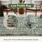 Collive Hallway Runner Rug, 2' x 5' Soft Washable Kitchen Runner Rug, Olive Green/Cream Contemporary Modern Laundry Room Rugs Indoor Hand-Woven Cotton Carpet for Bedroom Entryway Front Door Farmhouse