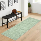 RUGSREAL Hallway Runner Rug 2.5x10 Long Kitchen Rug with Rubber Backing Low Pile Stain Resistant Entryway Carpet Washable Modern Solid Color Runner for Living Room Bedroom, Green