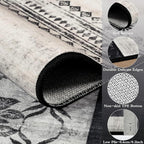 DweIke Washable Area Rugs for Living Room, 4x6 Soft Bedroom Rugs, Geometric Print Non-Slip Modern Rug, Stain Resistant Throw Carpets for Office Nursery Dining Room Home Dorm Decor, Black and White