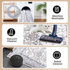 4x6 Washable Area Rug – Dusty Lavender & Gray Vintage Carpet with Charcoal Border, Watercolor Floral and Foliage Pattern, Boho Chic Non-Slip Indoor Rug for Bedroom, Living Room, Dining Room, Entryway