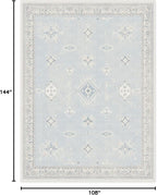 RUGGABLE Washable Vintage Area Rug – Verena Soft Blue 9x12, Stain-Resistant, Non-Slip – Large Machine Washable Rugs for Living Room, Bedroom, Hallway, Entryway & Office–with Cushioned Pad
