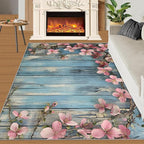 3x4 Vines Rugs for Entryway - Vintage Wood Panels Kids Bedroom Rug, Rural Flowers Mudroom Rug Soft for Coffee Shop Living Room Under Table Game Room
