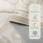Lahome Boho Animal Washable Rugs for Living Room 8x10, Beige Soft Rugs for Bedroom, Botanical Large Boho Non Slip Dining Room Carpet for Under Table Office Kids Playroom (8x10ft,Beige)