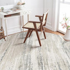MUJOO Round Rugs 5ft,Circle Area Rug Washable,Circular Throw Carpet for Living Room Dining Room,Modern Abstract Non Slip Indoor Accent Neutral Beige and Grey
