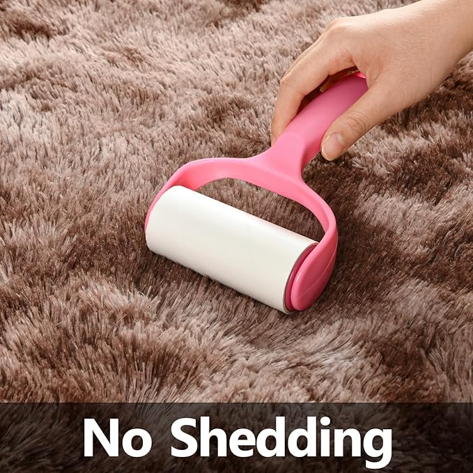 Large Shag Area Rugs 8 x 10, Tie-Dyed Plush Fuzzy Rugs for Living Room, Ultra Soft Fluffy Furry Rug for Bedroom, Indoor Carpet Nursery Rugs for Kids Room Home Decor, Coffee