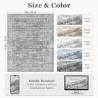 Vintage Grey 8x10 Area Rugs for Living Room, Retro Gray Neutral Rug for Bedroom Dining Room, Low Pile Thin Washable Non Slip Room Rug for Home Office Family Room