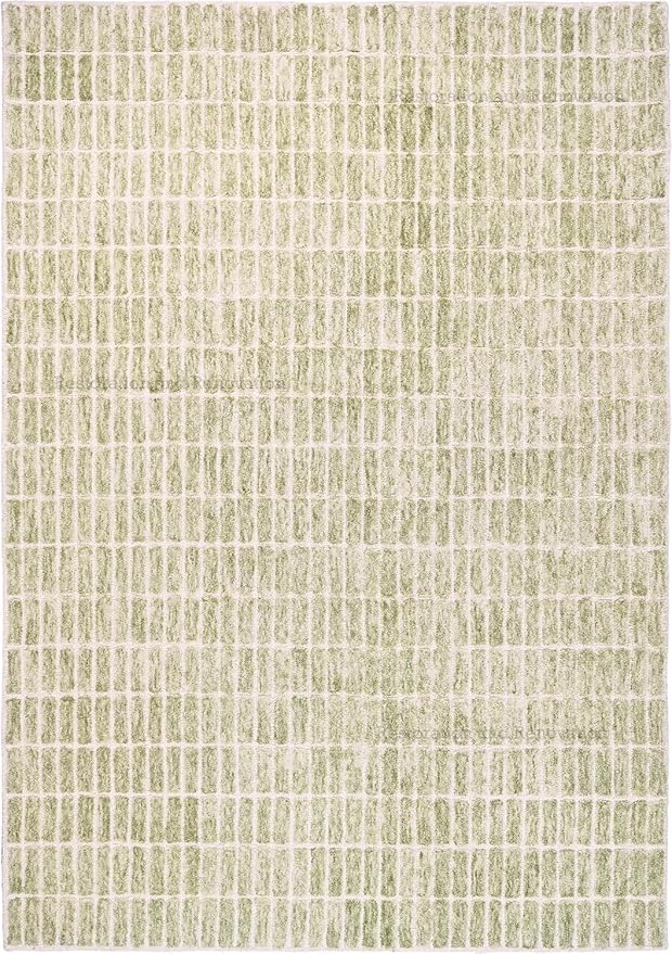 Hand-Tufted 100% Wool Area Rug – Unique Modern Geometric Grid Pattern, Soft Plush Textured Carpet for Living Room, Bedroom, Dining Room & Entryway (Light Green, 10' x 10' sq)