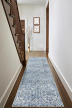 vivorug Runner Rug 2'x7' Machine Washable Non-Slip Runners for Hallways Kitchen Entryway Laundry Room Vintage Medallion Carpet Hallway Runner Blue