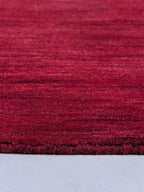 Hand Knotted Loom Wool ECO-Friendly Area Rugs - 8'x8', Square, Dark Red Color, Solid Plain Design, High Pile Handmade Anti Skid Area Rugs for Living Room, Bed Room (L00111)