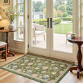 jinchan Elora 3x5 Floral Rug for Entryway Washable Kitchen Rug Vintage Romance Design Small Mat Non Slip Indoor Doormat Lightweight Low-Profile Throw Carpet for Entrance Bathroom Laundry Room, Green