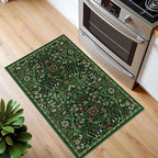Floral 2x3 Entryway Rug,Washable Front Door Mat Indoor Non Slip Low Pile Small Carpet, Soft Green Boho Botanical Throw Rug for Bathroom Bedroom Kitchen Laundry Indoor Entrance