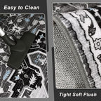 4x6 Black Grey Area Rug for Living Room, Machine Washable Rugs with Non-Slip Backing for Bedroom, Vintage Medallion Carpet Kitchen Laundry Kids Room Decor