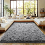 Dark Gray Fluffy Rug Plush Carpet for Bedroom Dorm, Non-Slip High Pile Rug, Shag Rug for Playroom Nursery Home Office Decor 9X12 Ft