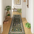 Runner Rug Washable Kitchen 2'x6' Floral Non-Slip for Entryway Indoor Soft Carpet Runner for Hallways, Kitchen, Laundry, Bedroom, Bathroom (Emerald Green)