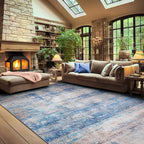 Abstract 3x5 Area Rug for Living Room Bedroom Entryway Blue