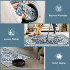 Moynesa Ultra-Thin Washable Vintage Area Rug - 4x6 Living Room Rug for Bedroom Office, Low Pile Non Slip Oriental Laundry Bathroom Mat Indoor Floor Carpet for Entrance Kitchen Mudroom