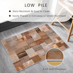 Patchwork Rug Small, Washable 2x3 Throw Rug for Entryway, Geometric Brown Patterned Indoor Door Mat, Patchwork Decor for Home, Bedroom, Soft Non Slip Thin Design FER2