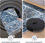 KOZYFLY Runners for Hallways 2.6x8 Ft Washable Kitchen Runner Rug Boho Runner Rug for Entryway Indoor Blue Printed Oriental Faux Wool Floor Carpet Runner for Bedroom Kitchen Hall