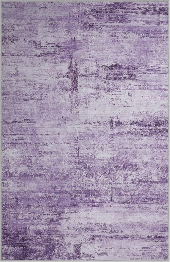 Abstract 5x7 Area Rug for Living Room Dining Room Office Bedroom Purple Grey