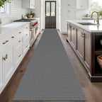 IOHOUZE Washable Exrea Long Hallway Runner Rug 3x20 Non Slip Rubber Backed Kitchen Runner Entryway Runner Indoor, Woven Rugs Floor Carpet for Kitchen Hall Entryway Stair, Dark Grey