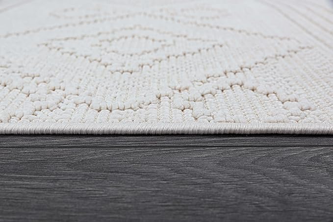 Beverly Rug Micro Loop Area Rug White 5x7 Modern Luxury Soft Boho Geometric Durable Indoor Area Rugs for Living Dining Room Office Stain Resistant Non Shedding Casual Indoor Carpet White 5 x 7