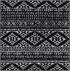 SAFAVIEH Tulum Collection Area Rug - 11' Square, Black & Ivory, Moroccan Boho Tribal Design, Non-Shedding & Easy to Clean, Ideal for Living Room, Bedroom, Dining Space (TUL272Z)