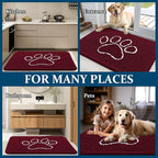 OLANLY Dog Door Mat for Muddy Paws 36x24, Paw Print Design, Absorbs Moisture and Dirt, Absorbent Non-Slip Washable Doormat, Quick Dry Chenille Mud Mat for Dogs, Entry Indoor Entryway Carpet, Burgundy