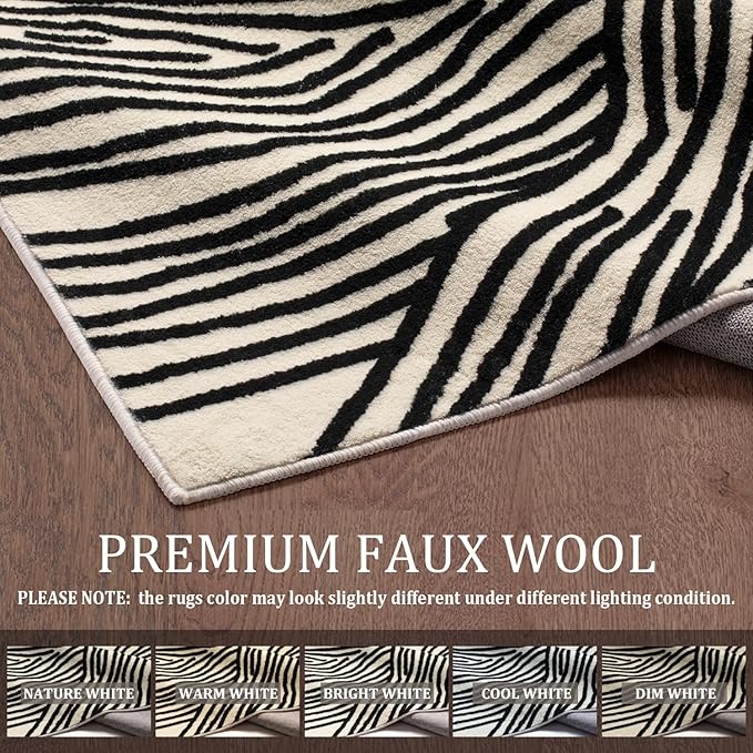 YIHOUSE 6×9 Ft Washable Rug, Black and White Abstract Rug for Bedroom, Living Room, Dining Room, Office, Playroom, Nursery, Nonslip Thin Modern Large Rugs Soft Abstract Contemporary Striped Rugs