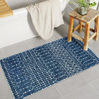 Lahome Moroccan Runner Rugs for Hallway 2x4 Bathroom Rugs Non-Slip Small Throw Kitchen Carpet Low-Pile Mat for Entryway Laundry Room Mat Geometric Indoor Carpert for Entrance Bath (Blue,2'x4')