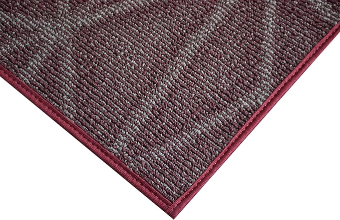 Furnish my Place Geometrical Pattern Indoor/Outdoor Refine Burgundy Abstract Area Rug, Doorway Mat, Contemporary Rug for Living Room, Entryway, Made in USA - 4' x 10' Oval