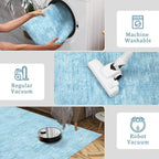 Area Rug 5x7 Machine Washable Area Rug for Living Room Non-Slip Stain Resistant Modern Abstract Bedroom Rug Contemporary Solid Throw Rug Foldable Accent Floor Carpet for Dining Room, Blue