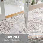 Easy-Going Boho Area Rug 2x3 Washable Entryway Rugs Front Door Mat Indoor Entrance Non-Slip Vintage Distressed Small Entry Rug for Living Room Kitchen Bathroom Office Lightweight Carpet, Grey Brick