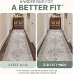 6x9 Area Rugs for Living Room, Machine Washable Low Pile Rugs, Non Alip Vintage Rug for Bedroom, Dining Room, Home Office, Light Taupe Brown