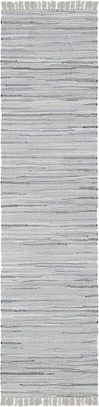 SAFAVIEH Rag Rug Collection Runner Rug - 2'3" x 20', Grey, Handmade Boho Stripe Cotton, Ideal for High Traffic Areas in Living Room, Bedroom (RAR121A)