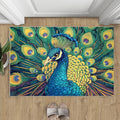 Peacock Rug 2x3-2x3 Rug, Wonderful Peacock Area Rugs for Bedroom, Teal Turquoise Rugs for Living Room, Modern Style Washable Mat, Malachite Green Feather Carpet - Peafowl Home Decor & Gifts