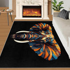Indian Gods Rugs for Bedroom - 3x5 Area Rug - Ganesha Rugs for Living Room, Abstract 3D Ganesha Rug, Non-Slip Washable Home Decor Carpet