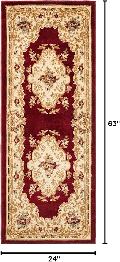 Rugs.com Chateau Collection Rug – 2' x 5' 3 Runner Red Medium Rug Perfect for Hallways, Entryways