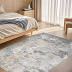 4x6 Area Rug Living Room Rugs - Washable Neutral Modern Abstract Soft Thin Rug Indoor Floor No Slip Rug Carpet for Bedroom Under Dining Table Home Office Decor - Blue Grey