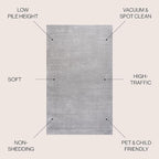 JONATHAN Y Haze Solid Low-Pile Light Gray Indoor Area Rug 3x5, Coastal,Bohemian,Minimalist,Classic, Easy-Cleaning for Living Room,Bedroom,Kitchen,Pet Friendly,Non-Shedding (SEU100K-3)