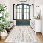 MUJOO 3x5 Rug Washable,Entryway Rug Small Area Rugs for Bedroom Living Room Kitchen Bathroom,Modern Abstract Non Slip Carpet,Indoor Entry Mat,Low Pile Throw Rug Neutral Accent Beige and Grey