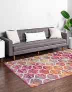 Rugs.com Lattice Frieze Collection Rug – 8' x 10' Multi Medium Rug Perfect for Living Rooms, Large Dining Rooms, Open Floorplans