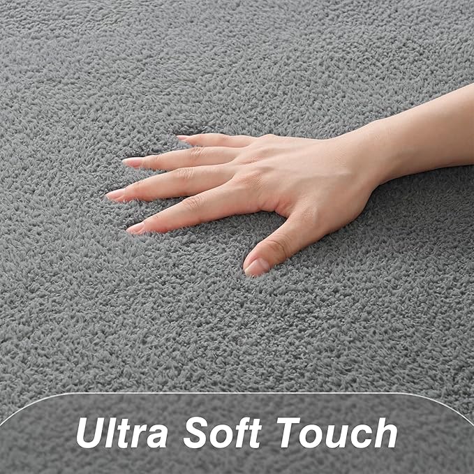 Area Rugs for Living Room Bedroom, 4 x 6 Ft Non-Slip Modern Area Rug, Soft Thickened Memory Foam Rug, Comfy Minimalist Indoor Carpet for Boys Girls Room Nursery Dorm Home Decor, Grey
