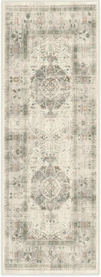 RUGGABLE Washable Vintage Runner Rug – Sarrah Sage 2.5x7, Stain-Resistant, Non-Slip Hallway Runner – Machine Washable Rug for Hallway, Entryway, Living Room & Kitchen – with Standard Pad