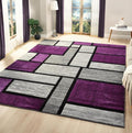 Geometric Area Rug - Decorative Home & Office Rug - Indoor Carpet for Living Room, Bedroom, Family or Dining Room - Non-Fading Polyester Material, Stain-Proof - Made in Turkey - Purple 5 x 7 ft
